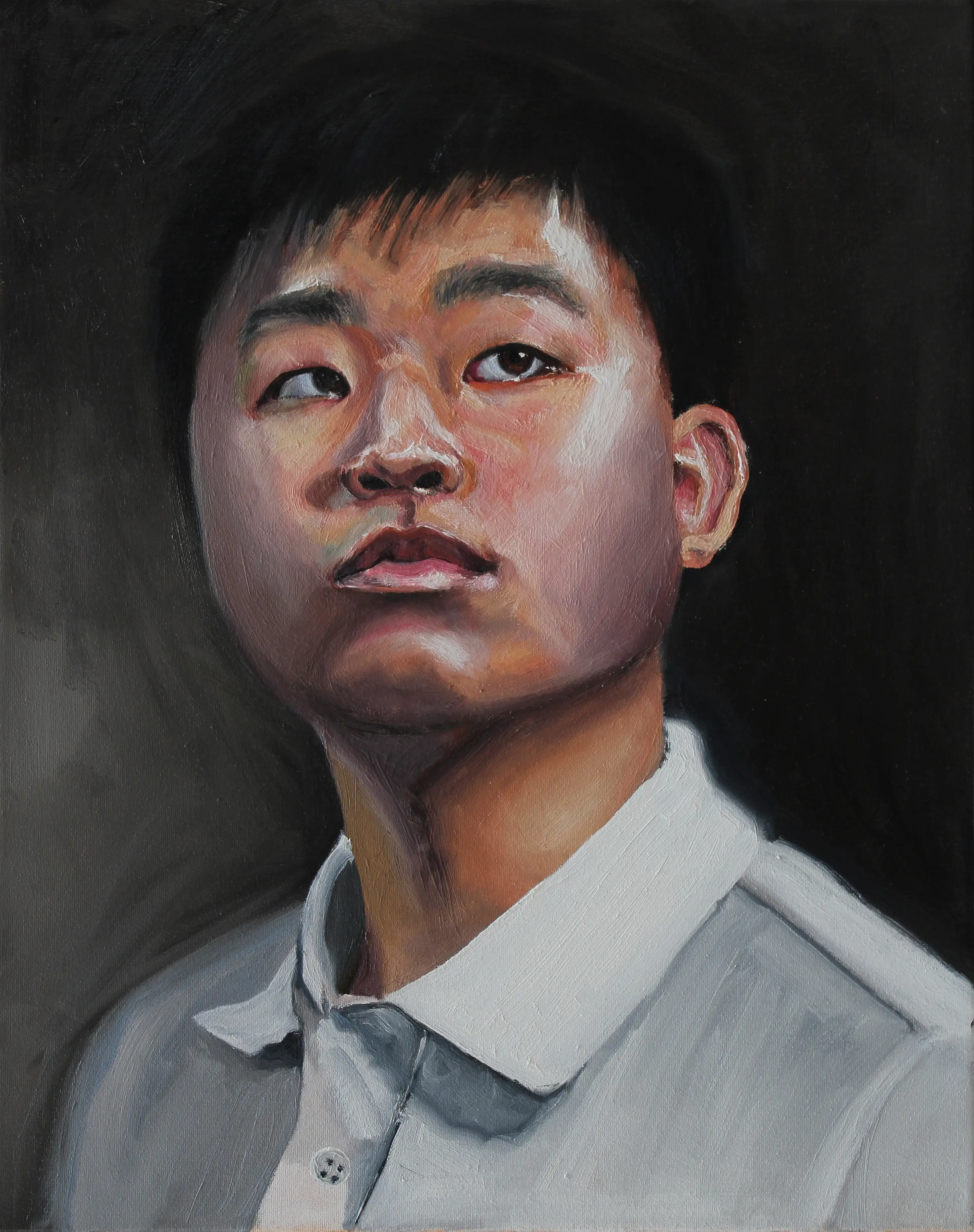 Painted self portrait of Andrew Liao